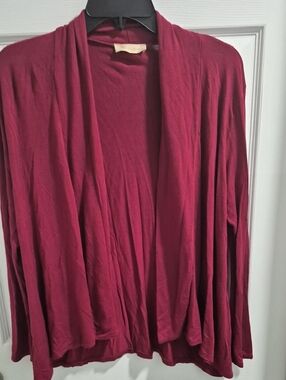 Open-Front Draped Cardigan Sweater - Wine